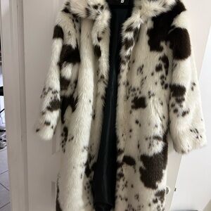 Chic Faux Fur Teddy Jacket - Brown and White